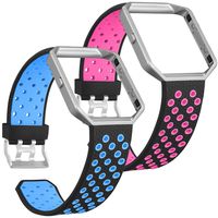 SKYLET Compatible with Fitbit Blaze Bands with Frames, 2 Pack Sport Silicone Replacement Breathable Wristbands Compatible with Fitbit Blaze Smart Watch Men Women Black