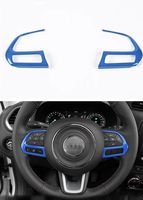 Dwindish 2 PCS Blue ABS Car Styling Decoration Steering Wheel Buttons Sequins Cover Trim for Jeep Renegade 2015 Up Jeep Compass 2017