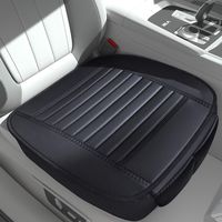 Sunny color 2pc Filling Bamboo Charcoal Edge Wrapping Car Front Seat Cushion Cover Pad Mat for Auto with PU Leather(Black)
