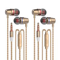 (2XGolden) in Ear Headphones with Microphone 3.5mm Earbuds for iPhone Samsung Smart Phones Android
