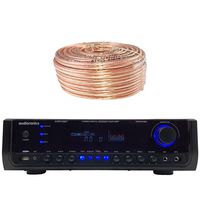 Audioronics AR512BT Digital Spectrum Built In Wireless Audio Streaming Integrated Amplifier & Pre-Amp Stereo Receiver w/ 1500 Watts Peak Power, Bundle Combo with Enrock 100 ft 18g Speaker Wire
