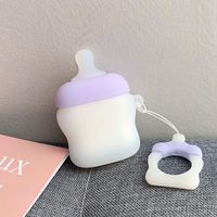 BONTOUJOUR AirPods Case, Super Cute Creative Fun Baby Feeding Bottle Shape Soft TPU Silicone Cover Protective Skin for Apple AirPods 1&2-Purple