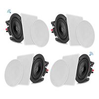Pyle 6.5" 4 Bluetooth Flush Mount In-wall In-ceiling 2-Way Speaker System Quick Connections Changeable Round/Square Grill Polypropylene Cone & Tweeter Stereo Sound 4 Ch Amplifier 200 Watt (PDICBT266)