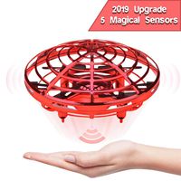 EKOHOME Hand Operated Drones for Kids and Adults, 2019 Upgraded Flying Ball Drone Toy with 5 Infrared Sensor 360°Rotating LED Lighting, Mini Quadcopter Flying Toys for Boys or Girls (Red)