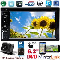 Double Din Car Stereo with Backup Camera, 6.2 Inch DVD Player for 2005-15 F150/250/350/450/550 Bluetooth Radio HD Touch Screen, Mirror Link (iOS & Android) AM/FM Aux In