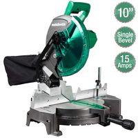 Metabo HPT Compound Miter Saw, 10-Inch, Single Bevel, 15-Amp Motor, 0-52° Miter Angle Range, 0-45° Bevel Range, Large Table, 10" 24T TCT Miter Saw Blade (C10FCGS)