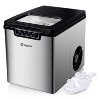 Brightown Countertop Ice Maker, 9 Bullet Ice Cubes Ready in 6 Mins, Make 26 lbs Ice in 24 hrs, 2.2L Water Tank, Ice Basket and Scoop Included, Portable Ice Machine with LED Display for Home, Party