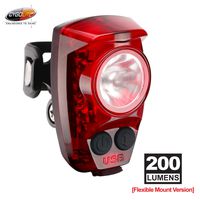 CYGOLITE Hotshot Pro- 200 Lumen Bike Tail Light [FLEXIBLE MOUNT TYPE]- 6 Night & Daytime Modes- User Adjustable Flash Speed- Compact Design- IP64 Water Resistant- USB Rechargeable-Great for Busy Roads