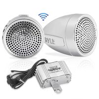 Pyle 600 Watt Weatherproof Motorcycle Speaker and Amplifier System w/Two 2.25 Inch Waterproof Speakers, AUX - Handlebar Mount ATV Mini Stereo Audio Receiver Kit Set - Also for Marine Boat - PLMCA62BT