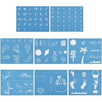 YeulionCraft Self-Adhesive Silk Screen Stencil Printing Mesh Transfers for DIY Home Decoration, Bag, T-Shirts, Painting on Wood, Reusable Art Craft Stencils, 8PCS