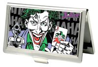 Buckle-Down Business Card Holder - Joker w/Pistol & Card HAHA Black/Gray - Small