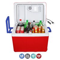 K-Box Electric Cooler and Warmer with Wheels for Car and Home - 48 Quart (45 Liter) - 6 FT. Extra Long Cables Dual 110V AC House and 12V DC Vehicle Plugs, All American (Red White Blue)