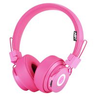 Bluetooth Headphones On Ear, Hi-Fi Stereo Foldable Over-Ear Headset with Microphone, APP to Control Headphones, Soft Earmuffs Support SD Card FM Radio Wired and Wireless Headset for Kids Adults, Pink