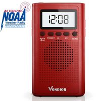 NOAA Weather Radio - Emergency Digital Radio WB/AM/FM - Alert Mode - Portable Radio with Best Reception and Longest Lasting Transistor. Powered by 2 AAA Battery with Mono Headphone Socket, by Vondior