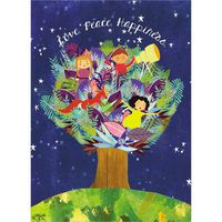 Tree-Free Greetings Holiday and New Year's Cards, Holiday Card Set with Matching Envelopes, 5x7 Inch Cards, Box Set of 10, Children Tree (HB30410)