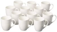 10 Strawberry Street CATERING-12WVMUG Basket Weave 14 Oz Catering set of 12 Mugs, Cream White