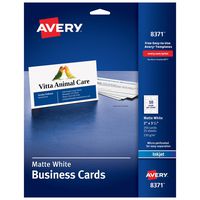 Avery Printable Business Cards, Inkjet Printers, 250 Cards, 2 x 3.5 (8371), White