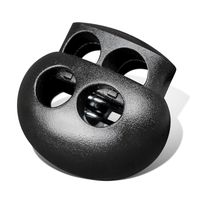 Plastic Cord Lock End Toggle Double Hole Spring Stopper Fastener Slider Toggles End (Black,10 PCS)