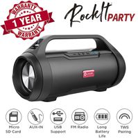 True Wireless Speaker, Woozik Rockit Party Bluetooth 5.0 Speaker, with FM Radio, SD Card Input, Aux, True Wireless Outdoor Boombox TWS Water Resistant Indoor