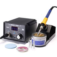 Yihua 939D+ Professional 75 Watt Digital Soldering Iron Station ESD SAFE °F /°C Switch with Extras - 3 Solder Tips, Lead-Free Solder Wire and Goot Wick