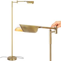 Brightech Leaf - Adjustable Pharmacy LED Floor Lamp for Reading, Crafts & Precise Tasks - Standing Bright Light for Living Room, Sewing - Great Lighting for Office Desks & Tables -Antique Brass/Gold