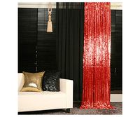 Sequin Curtains 2 Panels Red 2FTx8FT Sequin Photo Backdrop Red Sequin Backdrop Curtain Pack of 2-1011E