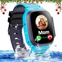 Kids Waterproof Smart Watch Phone GPS Tracker with SOS Two Way Call Micro Chat Touch Screen Camera Alarm Clock Math Game Gizmo Learning Toys for Age 3-12 Girls Boys Christmas Birthday Gifts (Blue)