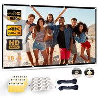 TOPVISION 100 inch Projection Screen 16:9 HD Foldable Anti-Crease Portable Projector Movies Screen for Home Theater Outdoor Indoor Support Double Sided Projection