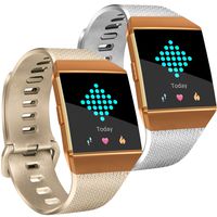 Tobfit Bright Designed Bands Compatible with Ionic Bands, Soft TPU Sport Arm Wristband Accessories for Women Men, Large, Champagne Gold, Silver