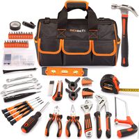 REXBETI 169-Piece Premium Tool Kit with 16 inch Tool Bag, Steel Home Repairing Tool Set, Large Mouth Opening Tool Bag with 19 Pockets