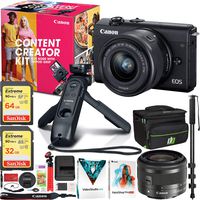 Canon EOS M200 Content Creator Kit with M200 Mirrorless Digital Camera + EF-M 15-45mm is STM Lens + HG-100TBR Tripod Grip + BR-E1 Wireless Remote with Deco Gear Bag + Software and Accessories Bundle