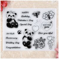 Kwan Crafts Panda HAPPY Birthday Anniversary Just for you Wedding Day Clear Stamps for Card Making Decoration and DIY Scrapbooking