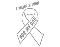 Diamond Graphics I Wear Silver for My Dad - Brain Cancer (4" x 6") Silver Die Cut Decal Bumper Sticker for Windows, Cars, Trucks, Laptops, Etc.