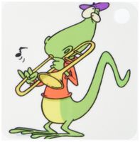 3dRose Jazzy Trombone Playing Lizard Cartoon - Key Chains, 2.25 x 4.5 inches, set of 4 (kc_104230_2)