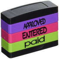 Stack Stamp Pre-Inked Triple Message Stamp, Approved, Entered, Paid (8802)