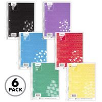 Mead Spiral Notebooks, 1 Subject, College Ruled, 7-1/2" x 10-1/2", Fashion, Assorted Designs, 6 Pack (73843)