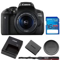 Canon EOS Rebel 750D / T6i Digital SLR with EF-S 18-55mm is STM Lens - Wi-Fi Enabled + 16GB SD Memory Card