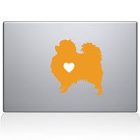 The Decal Guru Pomeranian Love Silhouette Decal Vinyl Sticker, 15" MacBook Pro (2016 & Newer Models), Yellow (2336-MAC-15X-SY)