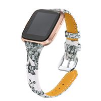 bayite Bands Compatible with Fitbit Versa/Fitbit Versa Lite/Fitbit Versa 2, Slim Genuine Leather Band Replacement Accessories Strap Versa Women Flower 3