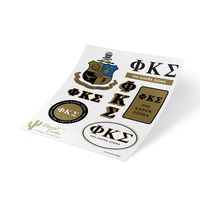 Phi Kappa Sigma Standard Sticker Sheet Decal Laptop Water Bottle Car (Full Sheet - Standard)