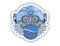 Monkey Blue Spiral Sticker Car Decal Vinyl Sticker - Vinyl Decal - Car, Bumper, Laptop, Decor, Window Vinyl Decal Sticker - (4" Vinyl Decal)