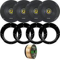 Kicker 43CSC654 600-Watt 6.5" Inch 2-Way Black Car Coaxial Speakers - Bundle Combo With Speaker Mounting Rings For Harley Motorcycles + Enrock 50 Foot 14 Gauge Speaker Wire