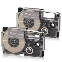 Absonic XR-9AX XR-9AX2S Labeling Tape Cassette Compatible for Casio KL-120 KL-60 KL-100 KL-750 KL-780 KL-820 KL-7000 KL-7200 KL-8100 KL-P1000 Label Maker, 3/8" x 26', 9mm x 8m, White on Clear, 2-Pack