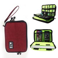 Travel Organizer for Tablets Up To 8'' (iPad mini, Galaxy Tab A 7.0, E-Readers), Portable Electronic Accessories Storage Bag (Cable, Adapter, Charger, Extenal Battery, Power Bank, Earphone), Vintage