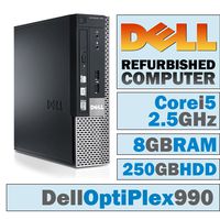 Dell OptiPlex 990 USFF/Core i5-2400S Quad @ 2.50 GHz/8GB DDR3/250GB HDD/DVD-RW/WINDOWS 7 PRO 64 BIT