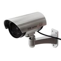 4VWIN Dummy Fake Surveillance Camera Indoor Outdoor with LED Warning Security Alert Sticker Decals-Silver