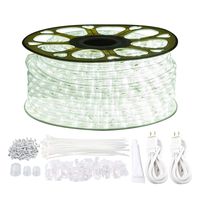 131.2ft Plug in LED Rope Lights, 1440 Daylight White LEDs, 110V, 2 Wire, Waterproof, Connectable, Power Socket Connector Fuse Holder, Indoor/Outdoor Use, Ideal for Backyards, Decorative Lighting