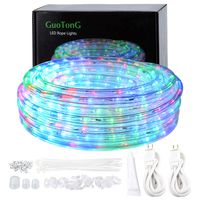 GuoTonG 50ft/15m Plug in LED Rope Lights, 540 Flexible RGB LEDs, 110V, 2 Wires, Waterproof, Connectable, Power Plug Built-in Fuse Design, Indoor/Outdoor Use, Ideal for Backyards, Decorative Lighting