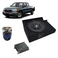 Compatible with 1999-2006 GMC Sierra Ext Cab Truck Kicker Comp C12 Single 12" Sub Box Enclosure & CXA400.1