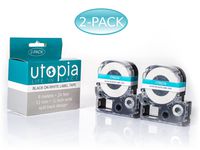 Utopia Label Tape Refill Cartridge for Epson LabelWorks LW-300 LW-400 LW-500 LW-600 LC-4WBN9 2-Pack (Black on White)